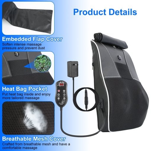 1Pc Back Massager With Heat 3D Kneading Massage Pillow Shiatsu Full Body Massager For Back Neck Waist Arm Abdomen Calf - Image 5