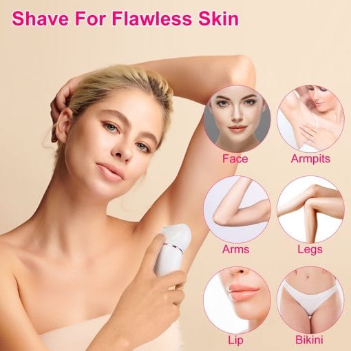 1Pc 5 In 1 Electric Body Epilator Rechargeable Women's Grooming Kit Epilator Shaver Facial Brush Callus Remover 5 Point Massager With LED Light LED Display Charging Base - Image 7