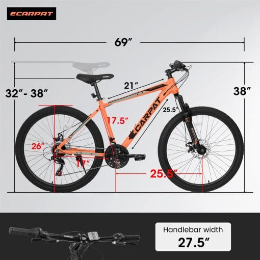 A26322 26-inch Mountain Bike  Aluminum Frame Shock Absorbing Front Fork Bike 21-speed Disc Brake Mountain Bike - Image 5