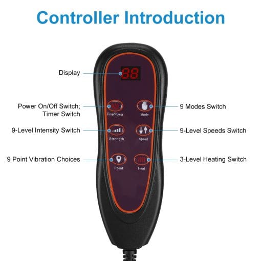 1Pc Full Body Electric Massage Mat With Heat Vibration Neck Massager Lumbar Pillow 10 Vibration Motors 3 Timers Fedex Shipping - Image 5