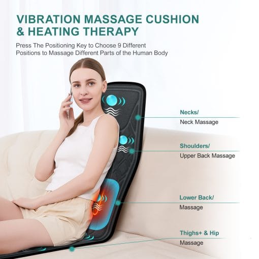 2025 New Model Massage Cushion, Neck And Back Kneading And Heating, 9 Levels Of Intensity,9 Modes, Home And Office Electric Massage Pad, Portable Multifunctional Massager, 10,20,30 Minutes Timer - Image 9
