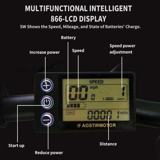 36V 500W Foldable Fat Tire E-Bike 20x4.0 Inch Commuter Bike ,13AH Lithium Battery, FR Disc Brake & 866 LCD Display - Image 6