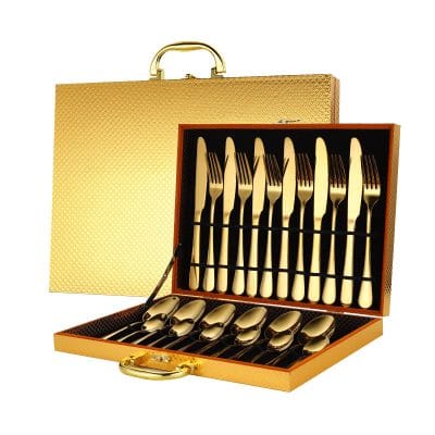 Silverware price luxury flatware set in gold case