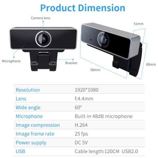 1Pc FHD 1080P Webcam USB PC Computer Webcam Auto Focus With Microphone 60-Degree Widescreen Desktop Laptop Webcam Live Streaming Webcam With Rotatable Clip For Live Broadcast Video Calling Conferencin - Image 4