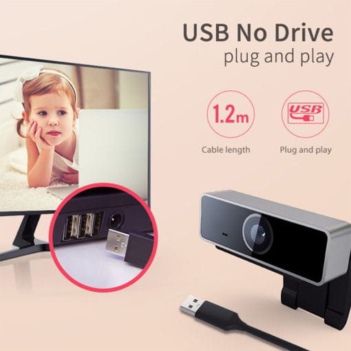 1Pc FHD 1080P Webcam USB PC Computer Webcam Auto Focus With Microphone 60-Degree Widescreen Desktop Laptop Webcam Live Streaming Webcam With Rotatable Clip For Live Broadcast Video Calling Conferencin - Image 2