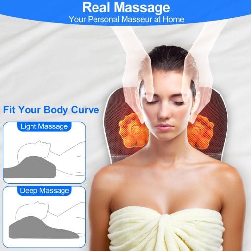 1Pc Back Massager With Heat 3D Kneading Massage Pillow Shiatsu Full Body Massager For Back Neck Waist Arm Abdomen Calf - Image 4