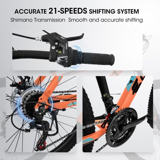 A26322 26-inch Mountain Bike  Aluminum Frame Shock Absorbing Front Fork Bike 21-speed Disc Brake Mountain Bike - Image 6