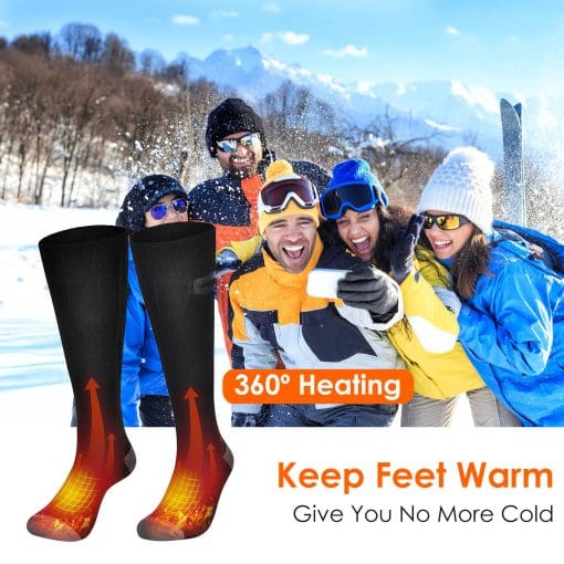1Pair  Electric Heated Socks For Men Women Battery Powered Heated Socks Rechargeable Feet Warmer With 4 Temperature Levels Indoor Outdoor Machine Washable - Image 6