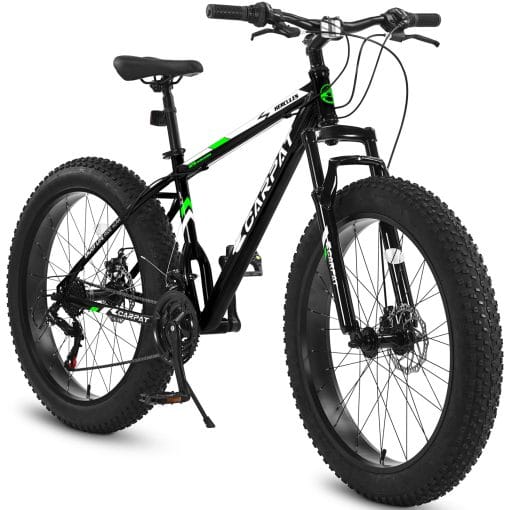 S26109 26 Inch Fat Tire Bike Adult-Youth Full Shimano 21 Speed Mountain Bike, Dual Disc Brake, High-Carbon Steel Frame, Front Suspension, Mountain Trail Bike, Urban Commuter City Bicycle - Image 2