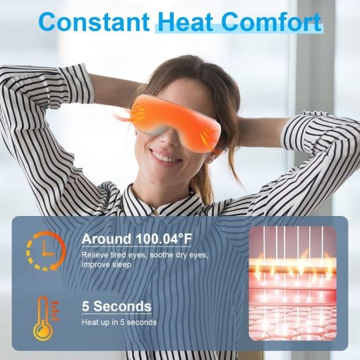 1Pc Eye Massager With Heat Music Air Pressure Vibration Massage Rechargeable For Men Women Elders Wireless Eye Mask - Image 2