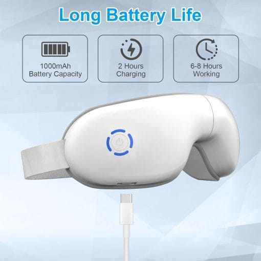 1Pc Eye Massager With Heat Music Air Pressure Vibration Massage Rechargeable For Men Women Elders Wireless Eye Mask - Image 5