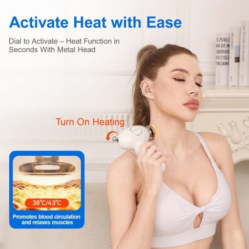 DRS-8120D Mini Massage Gun - Deep Tissue Percussion Massager With Heating Function, 5 Speed Levels, Portable Muscle Relaxation For Athletes & Recovery, USB Rechargeable - Image 6