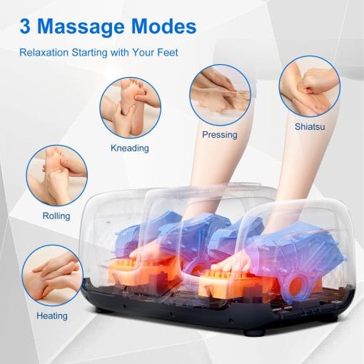Professional Foot Massager With Heat & Kneading - 4 Auto Modes, Adjustable Speed, Calf & Sole Relaxation, Shiatsu Reflexology For Home,Office Use - Image 2