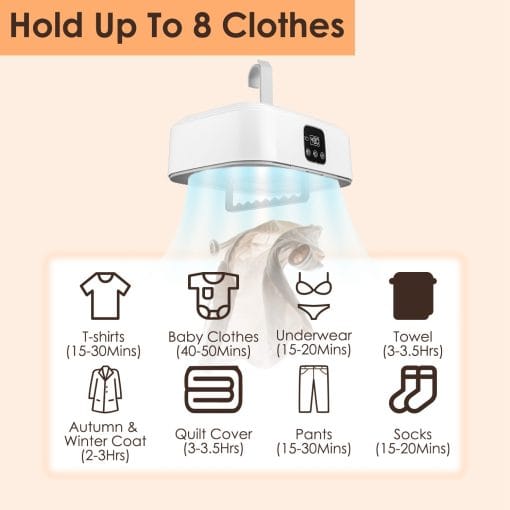 1Pc Portable Clothes Dryer Mini Dryer Foldable Dryer Machine With Timer UV Sterilization 2 Drying Modes Remote Control For Apartment Dorm RV Travel Home - Image 3