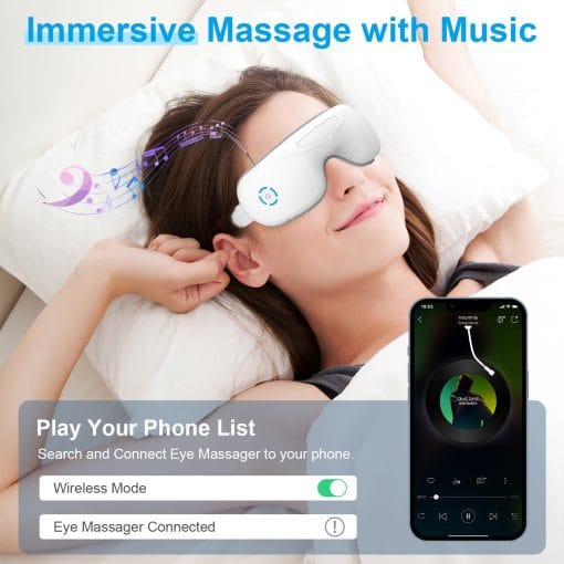 1Pc Eye Massager With Heat Music Air Pressure Vibration Massage Rechargeable For Men Women Elders Wireless Eye Mask - Image 8