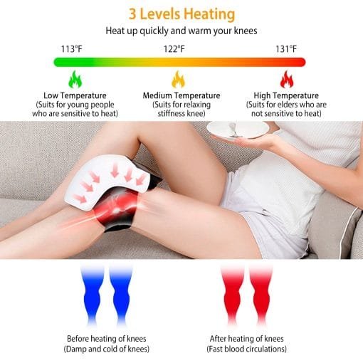 1Pc Electric Rechargeable Knee Massager Infrared Heat Pain Relief Therapy Knee Brace Wrap With Air Pressure Kneading Timer Temperature Adjustment - Image 10