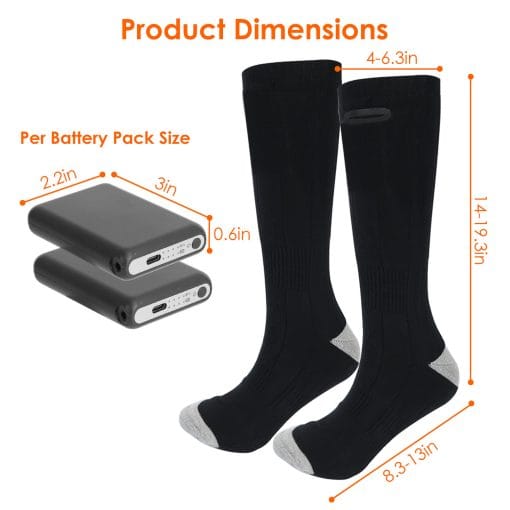 1Pair  Electric Heated Socks For Men Women Battery Powered Heated Socks Rechargeable Feet Warmer With 4 Temperature Levels Indoor Outdoor Machine Washable - Image 10