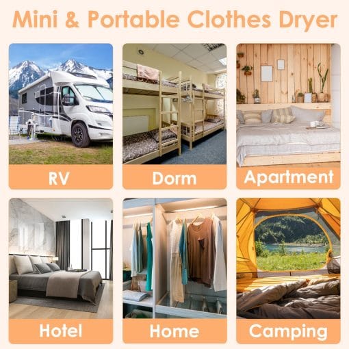 1Pc Portable Clothes Dryer Mini Dryer Foldable Dryer Machine With Timer UV Sterilization 2 Drying Modes Remote Control For Apartment Dorm RV Travel Home - Image 5