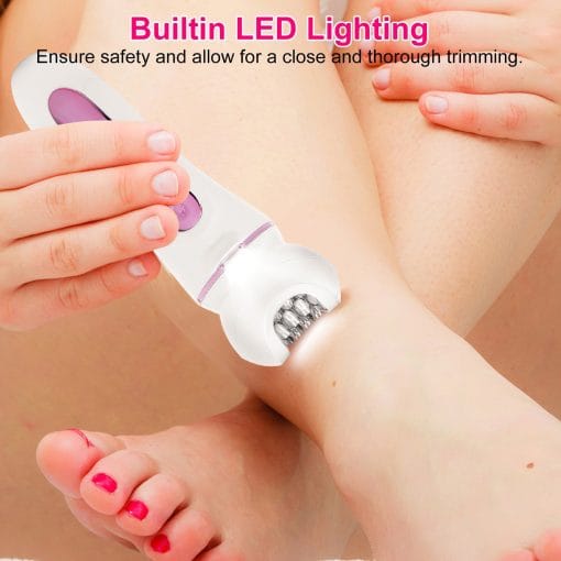 1Pc 5 In 1 Electric Body Epilator Rechargeable Women's Grooming Kit Epilator Shaver Facial Brush Callus Remover 5 Point Massager With LED Light LED Display Charging Base - Image 5