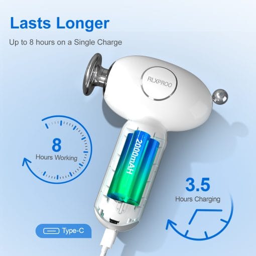 DRS-8120D Mini Massage Gun - Deep Tissue Percussion Massager With Heating Function, 5 Speed Levels, Portable Muscle Relaxation For Athletes & Recovery, USB Rechargeable - Image 5