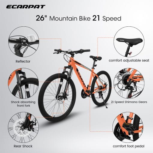 A26322 26-inch Mountain Bike  Aluminum Frame Shock Absorbing Front Fork Bike 21-speed Disc Brake Mountain Bike - Image 2