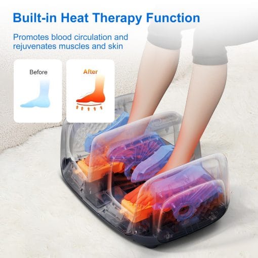 Professional Foot Massager With Heat & Kneading - 4 Auto Modes, Adjustable Speed, Calf & Sole Relaxation, Shiatsu Reflexology For Home,Office Use - Image 6