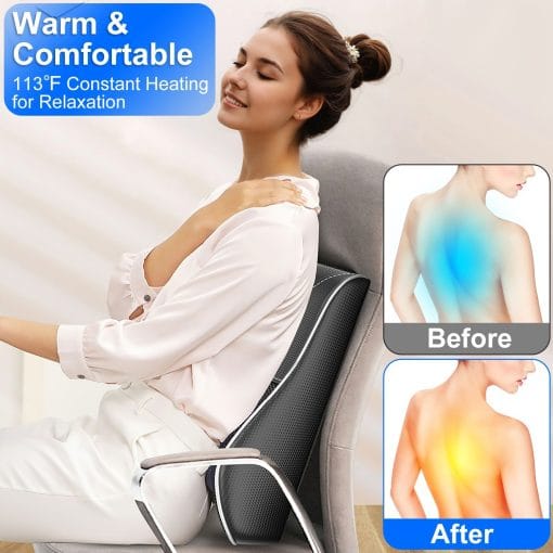 1Pc Back Massager With Heat 3D Kneading Massage Pillow Shiatsu Full Body Massager For Back Neck Waist Arm Abdomen Calf - Image 9