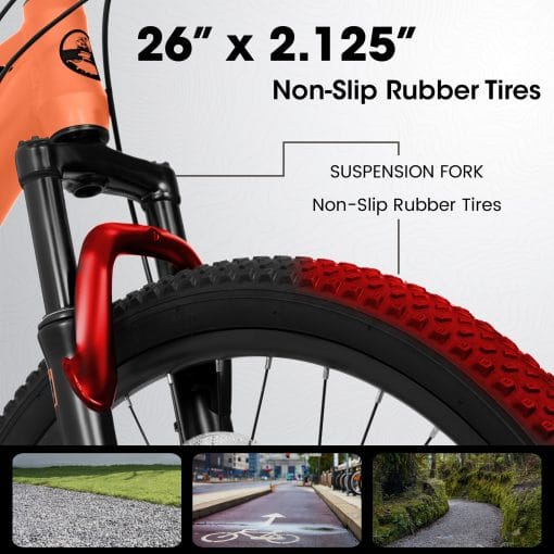 A26322 26-inch Mountain Bike  Aluminum Frame Shock Absorbing Front Fork Bike 21-speed Disc Brake Mountain Bike - Image 4