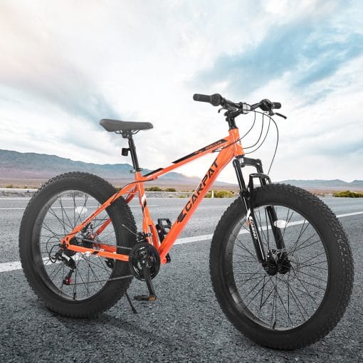 S26109 26 Inch Fat Tire Bike Adult-Youth Full Shimano 21 Speed Mountain Bike, Dual Disc Brake, High-Carbon Steel Frame, Front Suspension, Mountain Trail Bike, Urban Commuter City Bicycle - Image 9