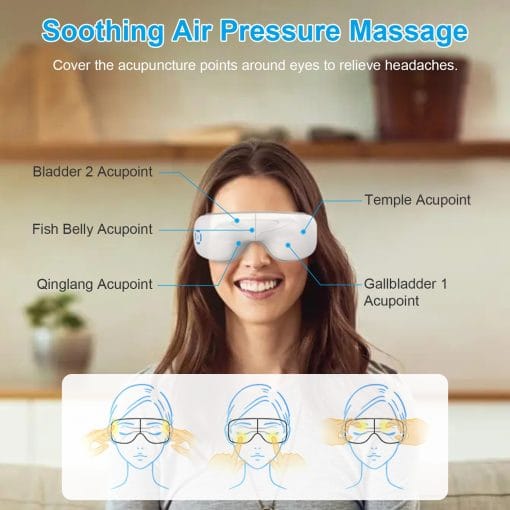 1Pc Eye Massager With Heat Music Air Pressure Vibration Massage Rechargeable For Men Women Elders Wireless Eye Mask - Image 3
