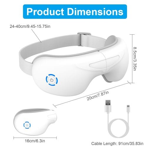 1Pc Eye Massager With Heat Music Air Pressure Vibration Massage Rechargeable For Men Women Elders Wireless Eye Mask - Image 7