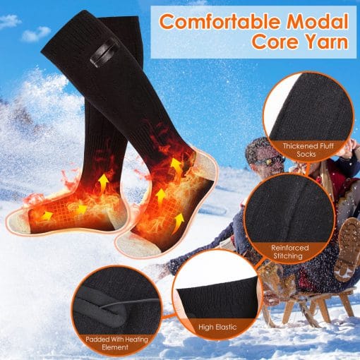 1Pair  Electric Heated Socks For Men Women Battery Powered Heated Socks Rechargeable Feet Warmer With 4 Temperature Levels Indoor Outdoor Machine Washable - Image 8