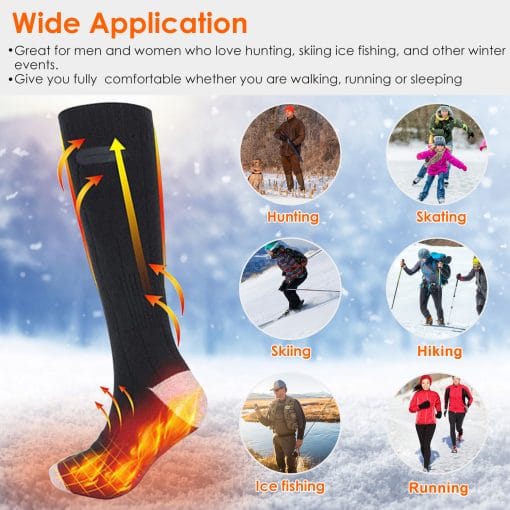 1Pair  Electric Heated Socks For Men Women Battery Powered Heated Socks Rechargeable Feet Warmer With 4 Temperature Levels Indoor Outdoor Machine Washable - Image 2
