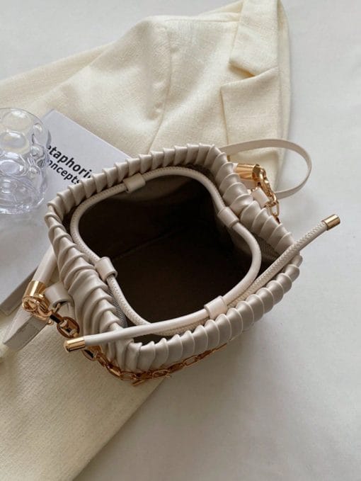 Handbag Pleated Bag Women  Fashion Chain Niche Bucket Bag Personality Shoulder Messenger Bag - Image 3