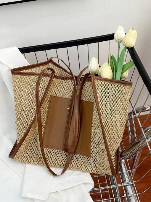 Braided Large-capacity Fashionable Korean Handbag New Versatile Ins Casual And Stylish Shoulder Tote Bag - Image 6