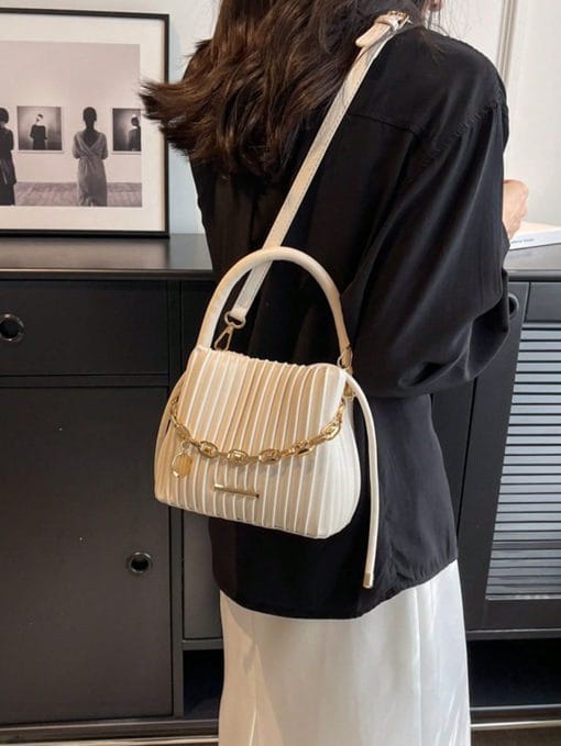 Handbag Pleated Bag Women  Fashion Chain Niche Bucket Bag Personality Shoulder Messenger Bag - Image 8