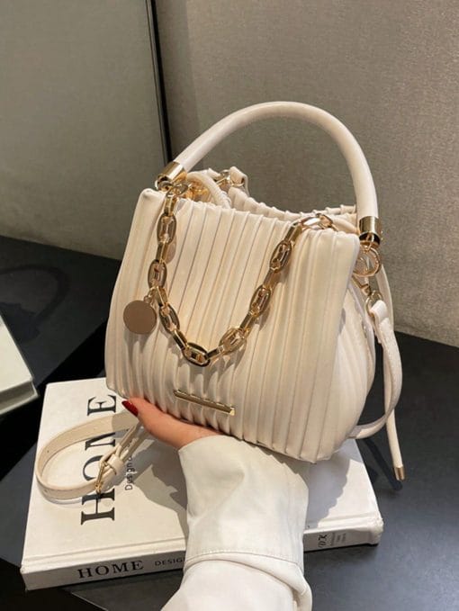 Handbag Pleated Bag Women  Fashion Chain Niche Bucket Bag Personality Shoulder Messenger Bag - Image 6