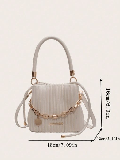 Handbag Pleated Bag Women  Fashion Chain Niche Bucket Bag Personality Shoulder Messenger Bag - Image 2