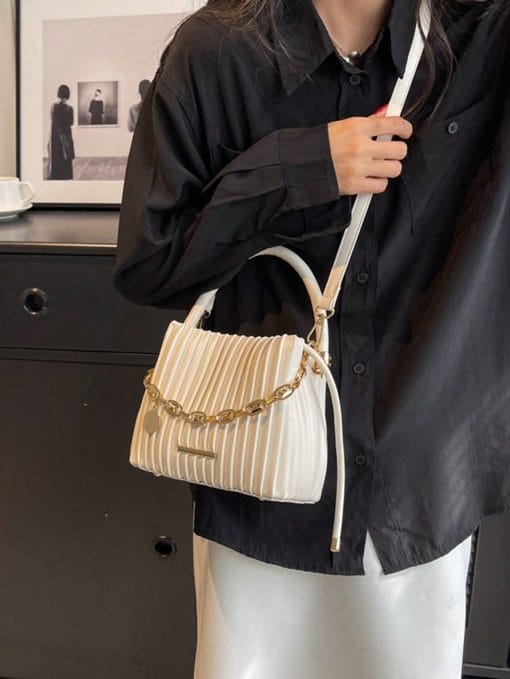 Handbag Pleated Bag Women  Fashion Chain Niche Bucket Bag Personality Shoulder Messenger Bag - Image 5