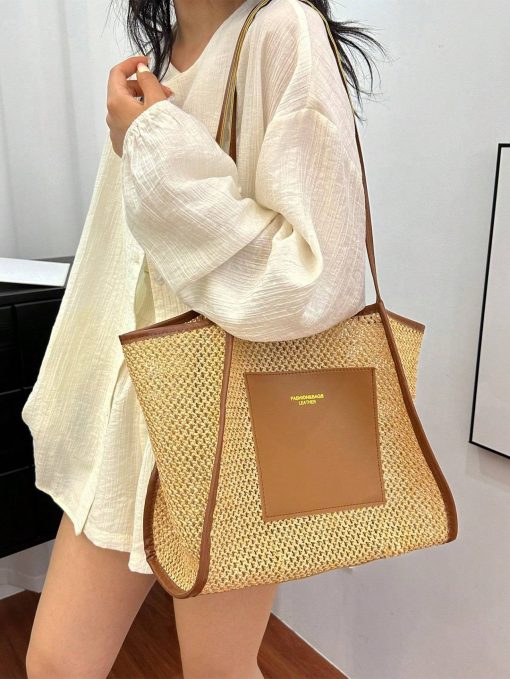 Braided Large-capacity Fashionable Korean Handbag New Versatile Ins Casual And Stylish Shoulder Tote Bag - Image 8