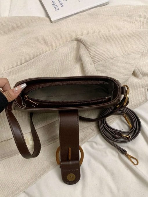 Women Retro Solid Color Dual Strap Suede Shoulder Crossbody Saddle Bag, Autumn And Winter Hot Women Bag, Suede Purse, Newest Fashionable Suede Bag For Women - Image 2