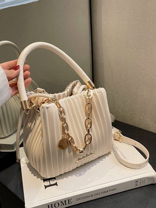 Handbag Pleated Bag Women  Fashion Chain Niche Bucket Bag Personality Shoulder Messenger Bag - Image 7