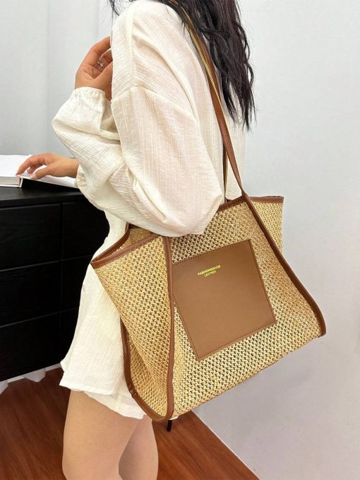 Braided Large-capacity Fashionable Korean Handbag New Versatile Ins Casual And Stylish Shoulder Tote Bag - Image 9