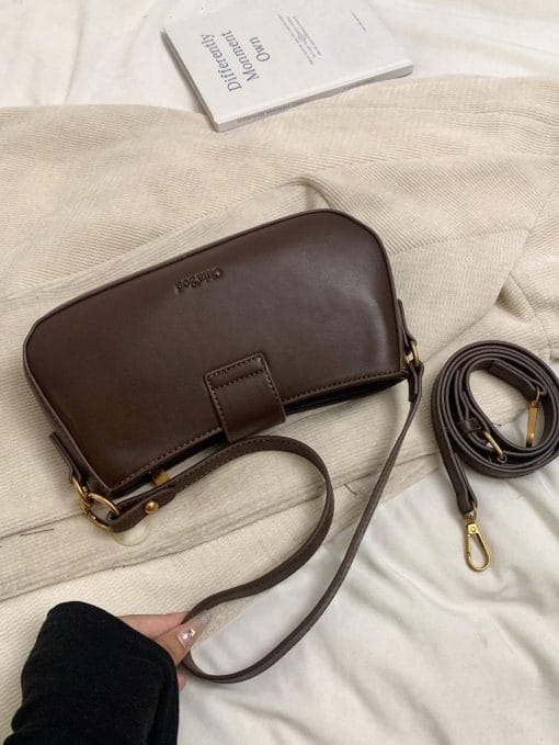 Women Retro Solid Color Dual Strap Suede Shoulder Crossbody Saddle Bag, Autumn And Winter Hot Women Bag, Suede Purse, Newest Fashionable Suede Bag For Women - Image 4