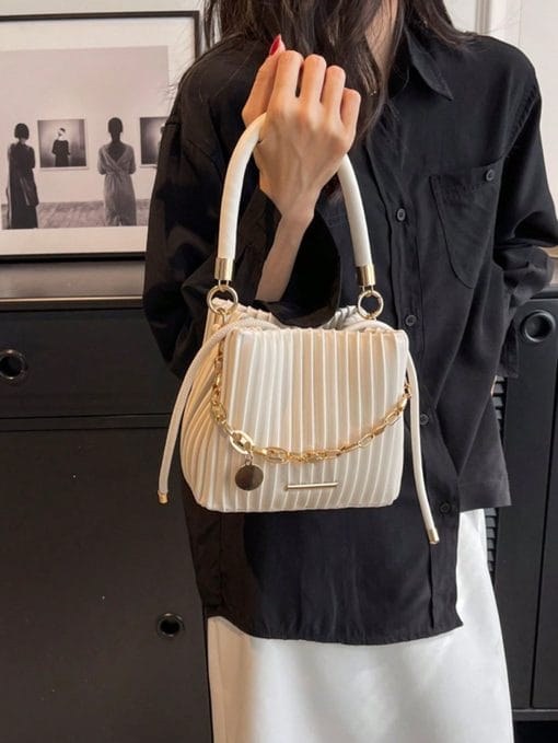 Handbag Pleated Bag Women  Fashion Chain Niche Bucket Bag Personality Shoulder Messenger Bag - Image 4