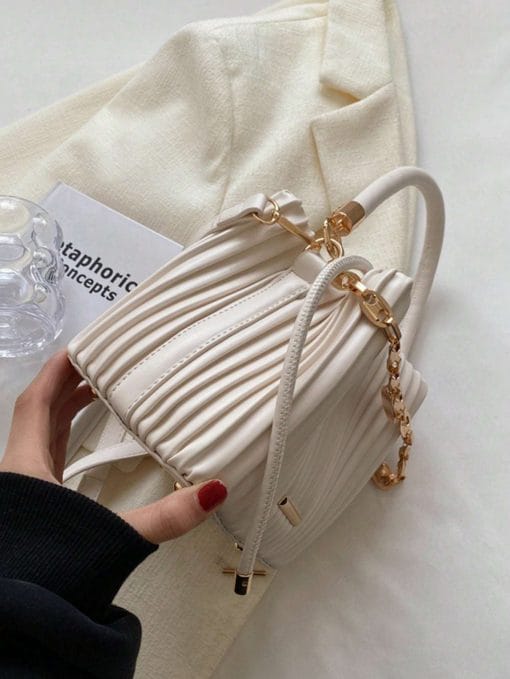 Handbag Pleated Bag Women  Fashion Chain Niche Bucket Bag Personality Shoulder Messenger Bag - Image 9