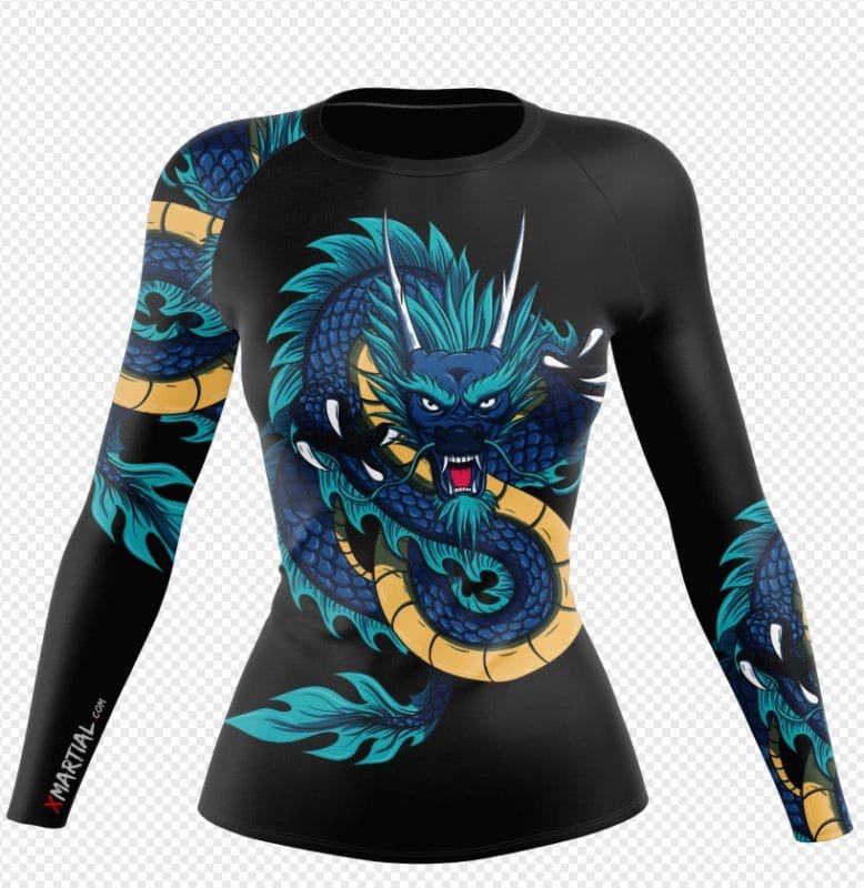 blue dragon performance top close-up graphic detail