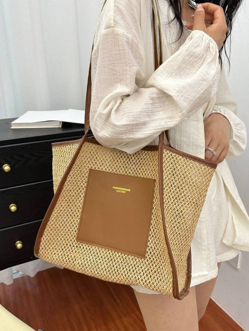 Braided Large-capacity Fashionable Korean Handbag New Versatile Ins Casual And Stylish Shoulder Tote Bag - Image 3