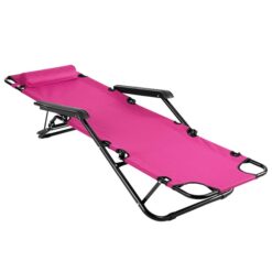 Alternative view of Portable Dual Purposes Extendable Folding Reclining Chair Pink