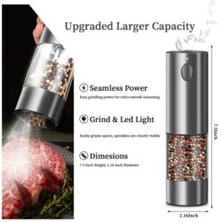 Alternative view of 2PCS Electric Salt And Pepper Grinder Set - Battery-powered Spice Grinder, Adjustable For Coarseness, Perfect For Home Kitchens, Durable Plastic, Electric Salt And Pepper Grinder, Automatic Grinder